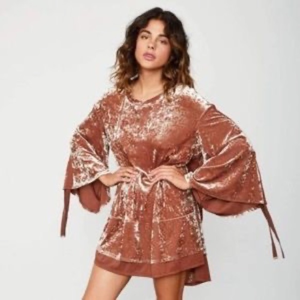NWOT We are Hah pink crushed velvet dress